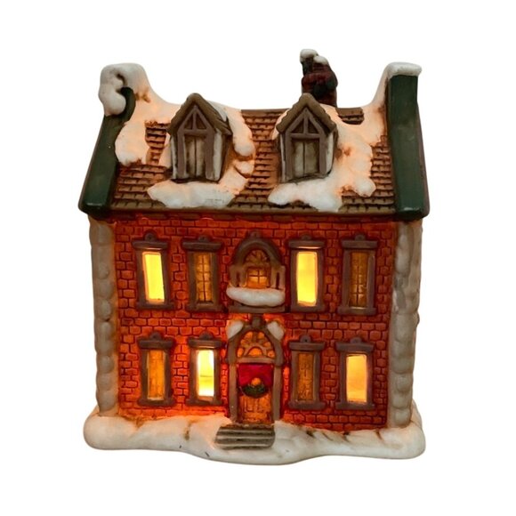 Dickensville Vintage Village Ratcliffe House  2 Story Brick Stone Detail Lighted - Picture 2 of 11